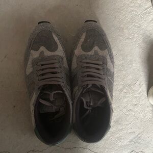 Valentino Gray and Cream Camouflage Sneakers